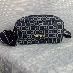 Tommy Hilfiger Leather Crossbody women navy blue Hazel Mono Jacquard